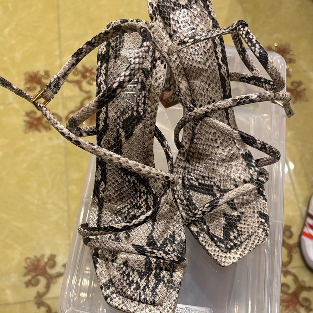 SCHUTZ Snakeskin Patterned Strappy Sandals
